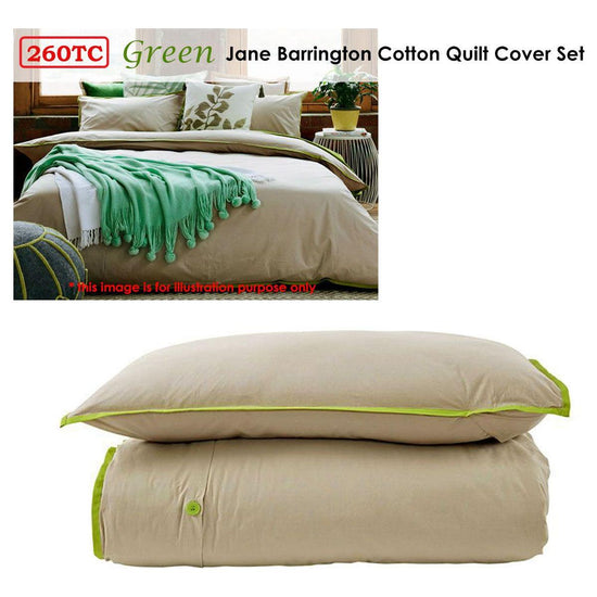 Jane Barrington Cotton Quilt Cover Set Taupe/Green Double