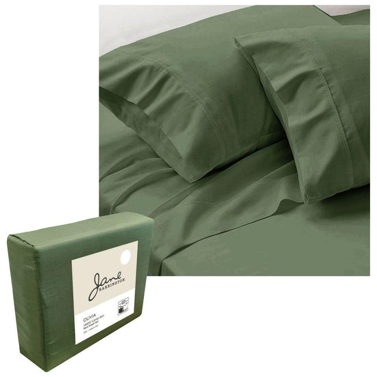 Jane Barrington 1200TC Olivia Cotton Rich Sheet Set 40cm Wall Olive King