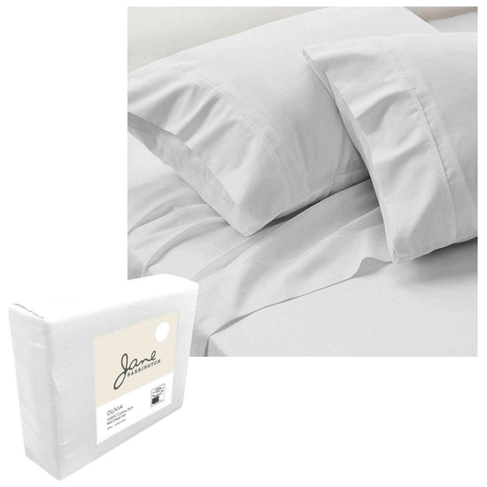 Jane Barrington 1200TC Olivia Cotton Rich Sheet Set 40cm Wall White King