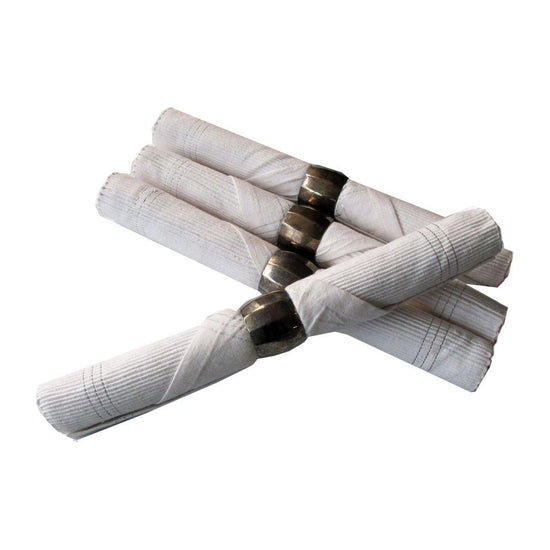 Set of 4 Maria Cotton Placemats with Napkins and Napkin Rings White