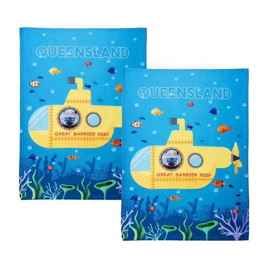 IDC Homewares Set of 2 Christopher Vine Design Tea Towels Great Barrier Reef