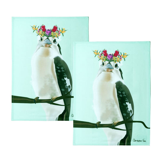 IDC Homewares Set of 2 Christopher Vine Design Tea Towels Kookaburra