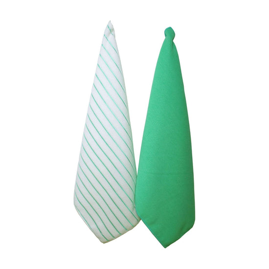 IDC Homewares Set of 2 Solid and Stripe Microfiber Tea Towels Mint
