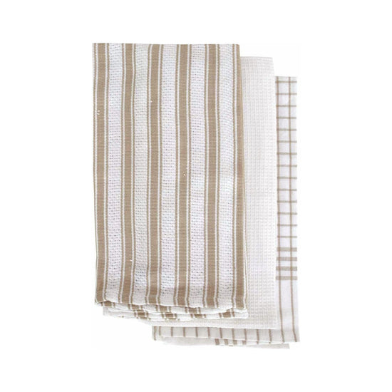 IDC Homewares Set of 3 Gardenia Cotton Tea Towels Taupe