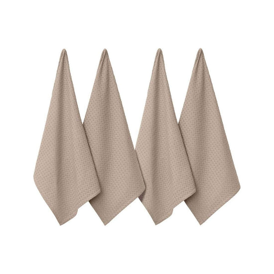 J Elliot Home Waffle Set of 4 Cotton Tea Towels 50 x 70 cm Sandstone