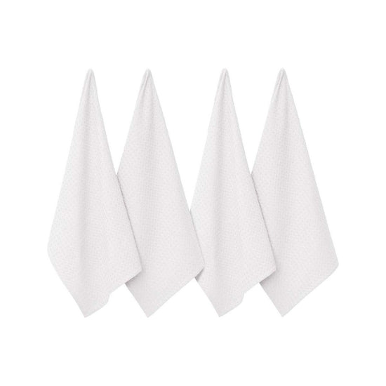 J Elliot Home Waffle Set of 4 Cotton Tea Towels 50 x 70 cm White