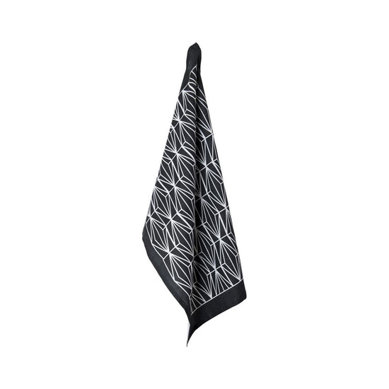J.Elliot Home 100% Linen Print Tea Towel Zelah Charcoal