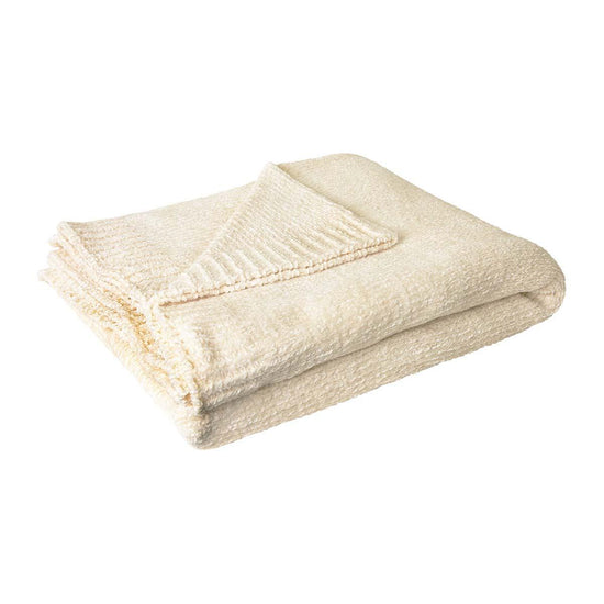 J Elliot Home Leslie Chenille Throw 130 x 160 cm Ivory