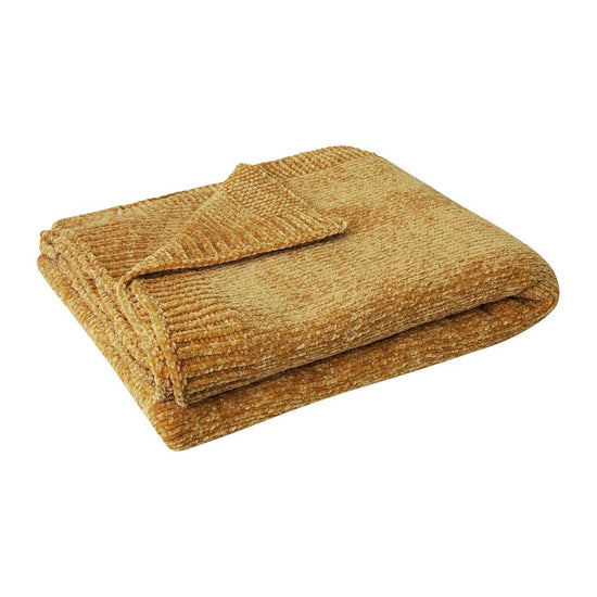 J Elliot Home Leslie Chenille Throw 130 x 160 cm Ochre