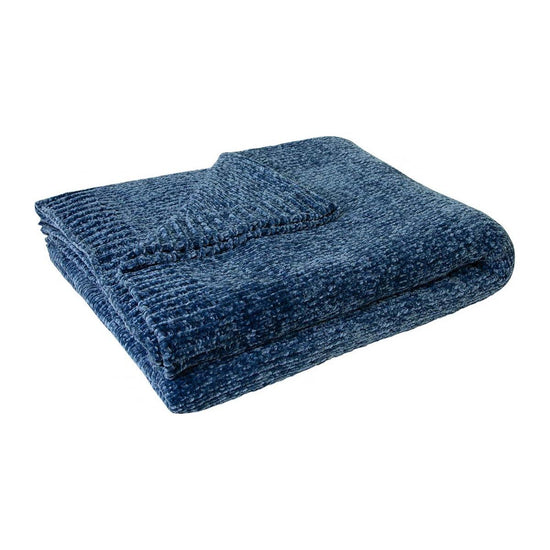 J Elliot Home Leslie Chenille Throw 130 x 160 cm Steel Blue