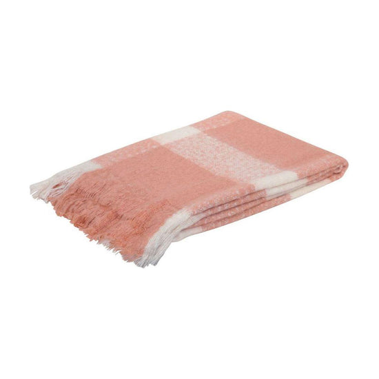 J.Elliot Home Wren Faux Mohair Throw Clay Pink/White