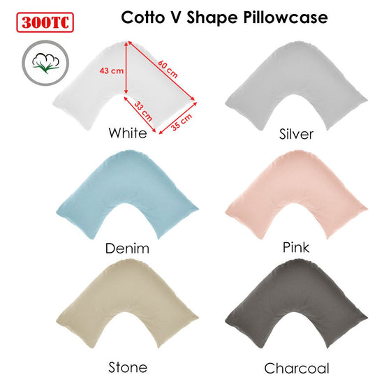 Algodon 300TC Cotton V Shape Pillowcase Charcoal