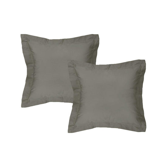 Algodon Pair of 300TC Cotton European Pillowcases Charcoal