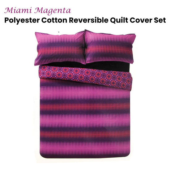 Apartmento Miami Magenta Reversible Polyester Cotton Quilt Cover Set King