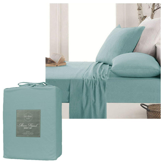 Ardor Micro Flannel Sheet Set Blue Mega King