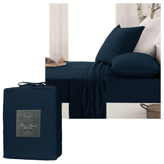 Ardor Micro Flannel Sheet Set Navy King