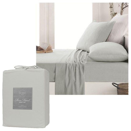 Ardor Micro Flannel Sheet Set Silver Single