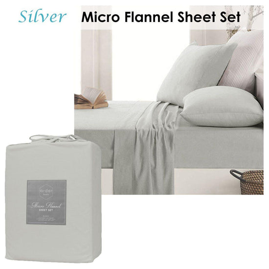 Ardor Micro Flannel Sheet Set Silver Single