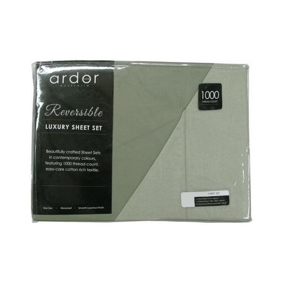 Ardor 1000TC Cotton Rich Reversible Sheet Set Sage KING
