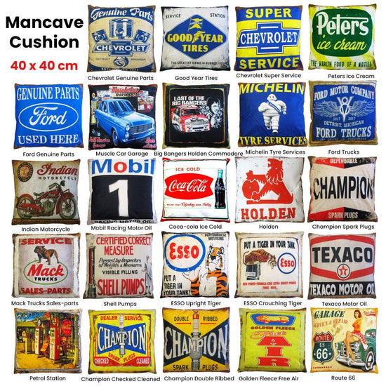 Australian Mancave Retro Cushion ESSO Upright Tiger 40 x 40 cm