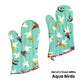 Set of 2 100% Cotton Printed Oven Mitts 34 x 15 cm Aqua Birds