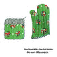 Set of 100% Cotton Printed Oven Mitt + Pot Holder Green Blossom