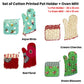 Set of 100% Cotton Printed Oven Mitt + Pot Holder Green Blossom