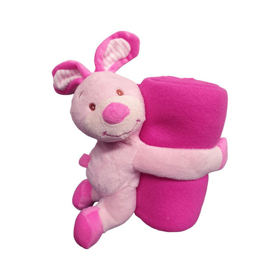 Baby Pink Blanket with Toy Bunny