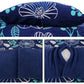 Ramesses Blue Flower Printed Sherpa Flannel Fleece Reversible Blanket Set Single/Double
