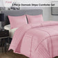 Ramesses 3 Piece Damask Stripe Comforter Set King Pink
