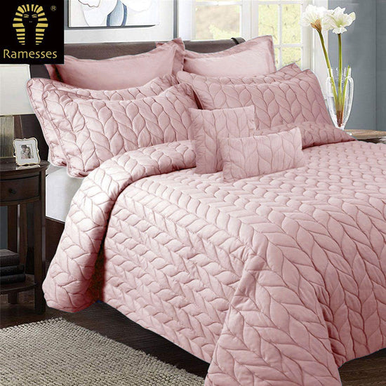 Ramesses 9 Piece Ultrasonic Comforter Set Queen Rose Pink