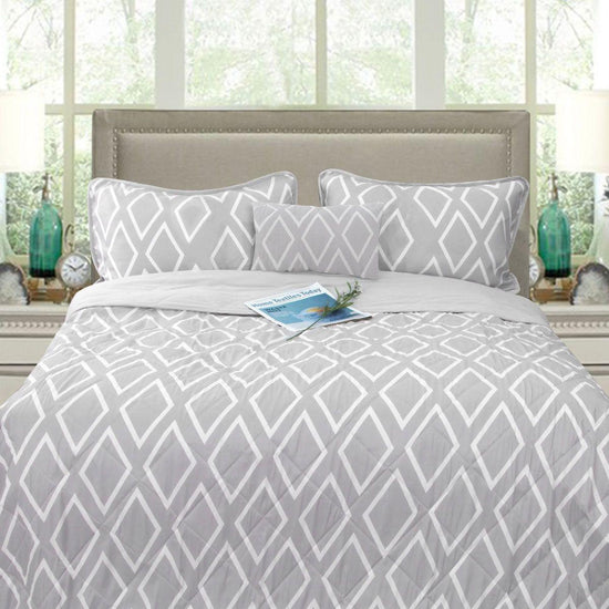 Ramesses Alena Silver 4 Pcs Ultrasonic Comforter Set Queen