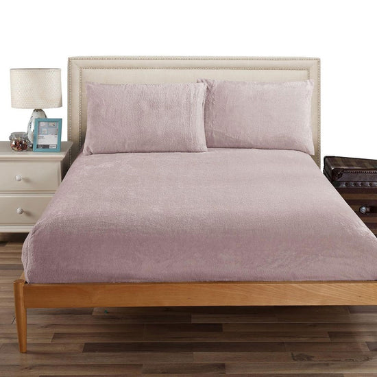 Ramesses Teddy Fleece Fitted Sheet Combo Set Dusty Pink King