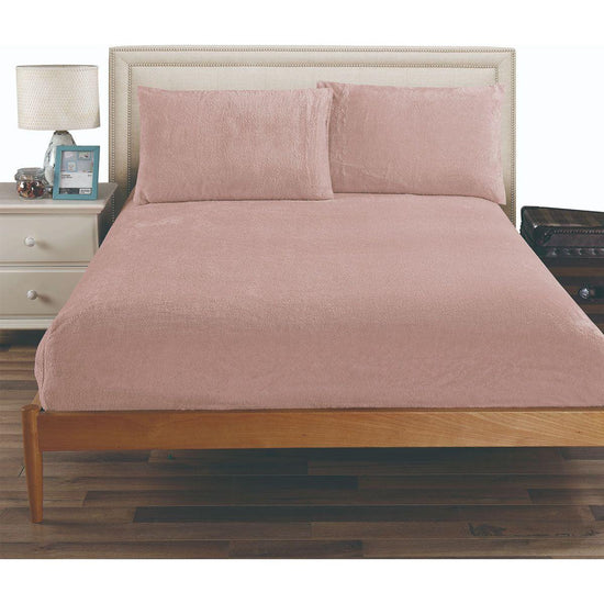 Ramesses Teddy Fleece Fitted Sheet Combo Set Rose Pink Double