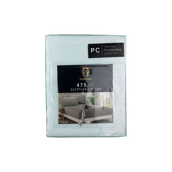 Ramesses 475TC Egyptian Cotton Twin Standard Pillowcases Ice Blue