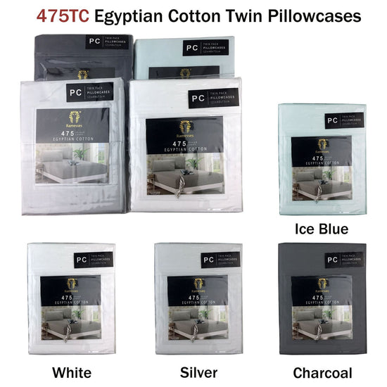 Ramesses 475TC Egyptian Cotton Twin Standard Pillowcases Ice Blue