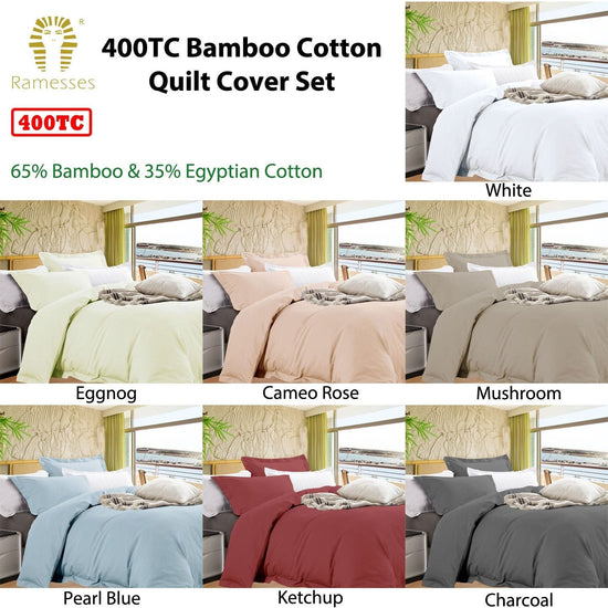 Ramesses Bamboo Cotton Quilt Cover Set Eggnog Queen