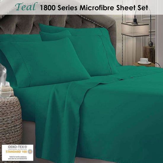 Shangri La 1800 Series Microfibre Sheet Set Teal Queen