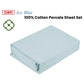 Kingtex 250TC 100% Cotton Percale Sheet Set Ice Blue Single