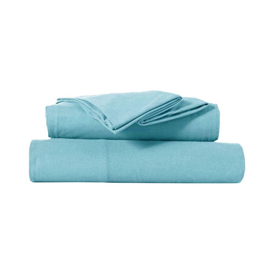 Kingtex Ultra-Soft Micro Flannel Sheet Set 40 cm Wall Aqua Double