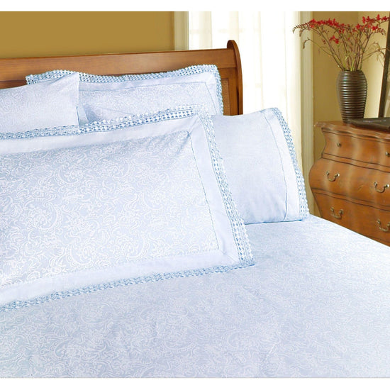 Shangri La Microfibre Machine Lace Sheet Set Ice Blue Double