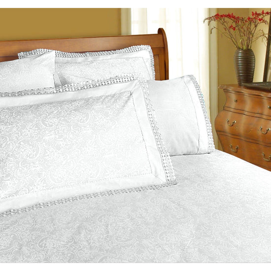 Shangri La Microfibre Machine Lace Sheet Set White King