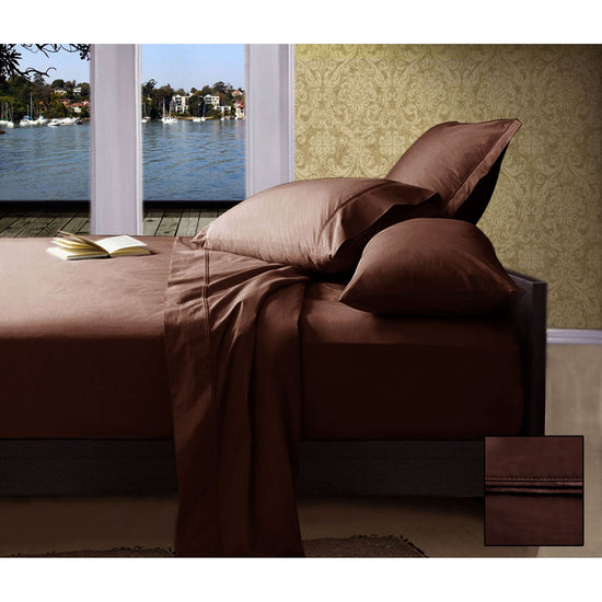 Ramesses 1000TC American Pima Cotton Plain Design Sheet Set Chocolate King