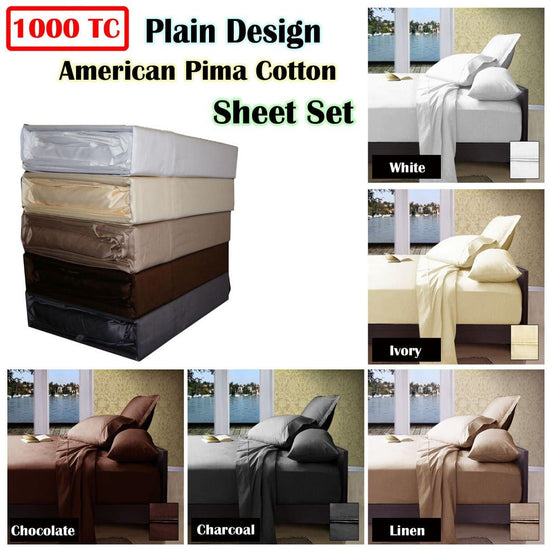 Ramesses 1000TC American Pima Cotton Plain Design Sheet Set Chocolate King