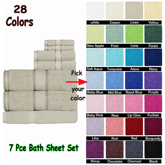 Kingtex 550gsm Cotton 7 Pce Bath Sheet Set Aqua