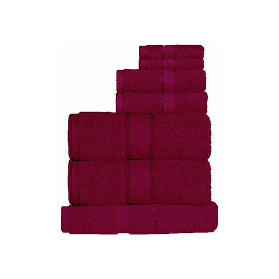 Kingtex 550gsm Cotton 7 Pce Towel Set Burgundy