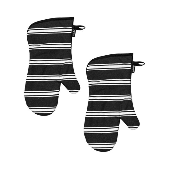 Ladelle Set of 2 Butcher Stripe Black Oven Mitt