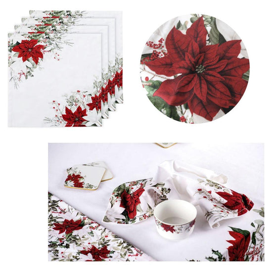 Ashdene Set of 4 Poinsettia 100% Cotton Napkins 45 x 45 cm