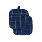 Ladelle Eco Check Navy Set of 2 Pot Holders 21 x 21 cm