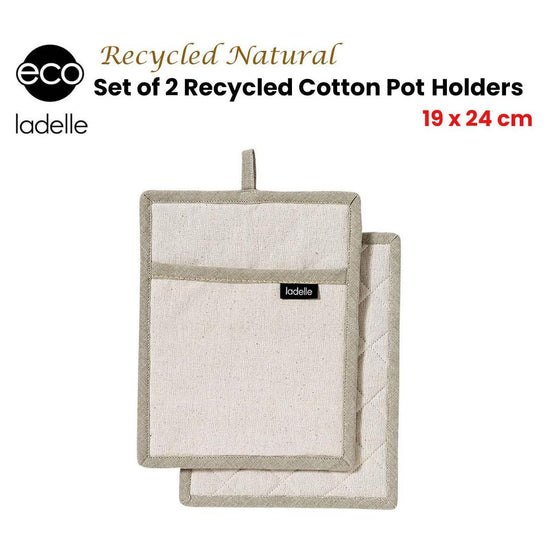 Ladelle Eco Recycled Natural Set of 2 Pot Holders 19 x 24 cm